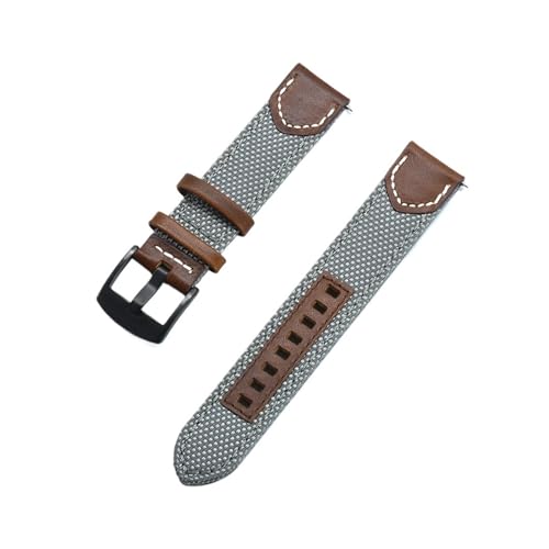 MILNBJK Jeniko Leinwand Nylon + Leder Quick Release Uhrenarmbänder 20mm 22mm Ersatz Uhrenarmbänder For Männer Frauen Uhren Zubehör (Color : Gray, Size : 20mm) von MILNBJK