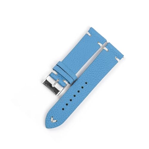 MILNBJK Jeniko Litschi Muster Design Kuh Leder Uhr Band 16-22mm Handgemachte Nähte Strap Uhren Zubehör Ersetzen Männer Frauen Armband (Color : Light blue, Size : 19mm) von MILNBJK