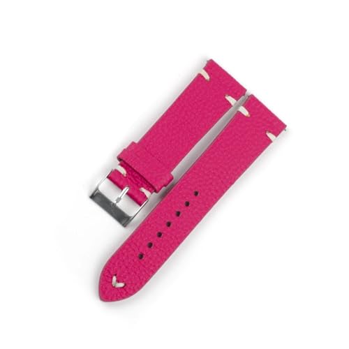 MILNBJK Jeniko Litschi Muster Design Kuh Leder Uhr Band 16-22mm Handgemachte Nähte Strap Uhren Zubehör Ersetzen Männer Frauen Armband (Color : Rose red, Size : 18mm) von MILNBJK