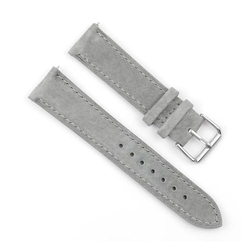 MILNBJK Jeniko Männer Frauen Uhrenarmband Echtleder Riemen 18mm 20mm 22mm 24mm Uhrenzubehör Wildleder Vintage Uhrenarmbänder (Color : Gray, Size : 18mm) von MILNBJK