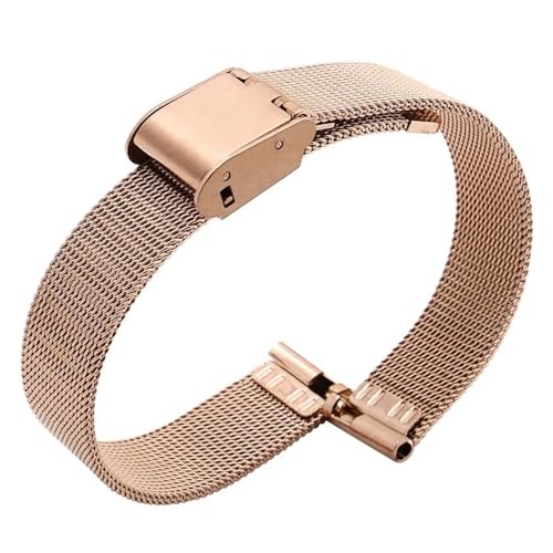 MILNBJK Jeniko Massives Edelstahl-Uhrenarmband, Kompatibel Mit Armani Damen-Armband In Kleiner Größe, Kompatibel Mit Mesh-Gürtel 6 Mm, 8 Mm, 10 Mm (Color : ML-D4-Rose, Size : 8mm) von MILNBJK