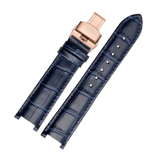 MILNBJK Jeniko Rindslederarmband, Konkaves Armband, 18 X 10 Mm, 20 X 12 Mm, Kalbslederarmband, Schmetterlingsschnalle, Kompatibel Mit Cartier PASHA W3108 (Color : Dark blue rose, Size : 18x10mm) von MILNBJK