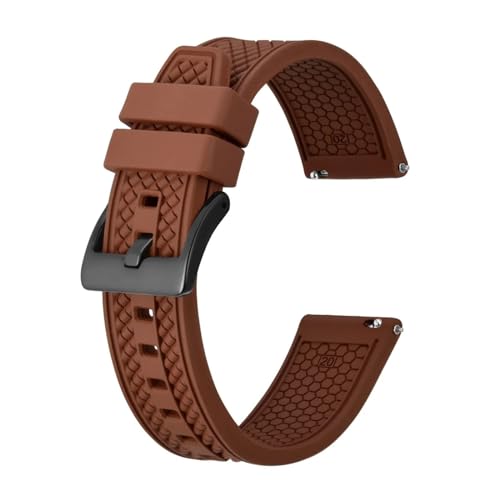 MILNBJK Jeniko Sportuhrenarmband Aus Fluorkautschuk, 18 Mm, 20 Mm, 22 Mm, Wasserdichtes Armband Mit Edelstahl-Schnalle, Mehrfarbiges Armband (Color : Brown-Black Buckle, Size : 22mm) von MILNBJK