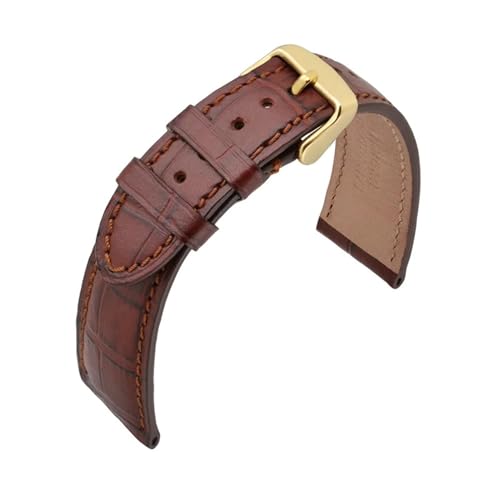 MILNBJK Jeniko Uhrenzubehör Uhrenarmband Gürtel Echtes Leder Uhrenarmband Uhrenarmband 18mm 20mm 22mm Uhrenarmbänder Goldschnalle (Color : Brown(Brown Line), Size : 18mm) von MILNBJK