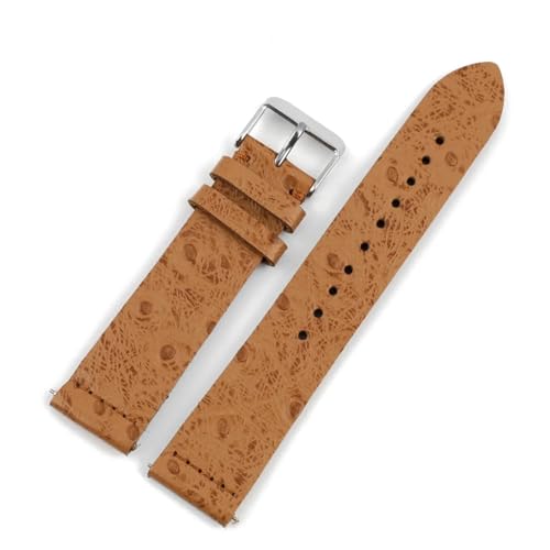 MILNBJK Jeniko Vintage-Armband Aus Echtem Leder, 16–24 Mm, Riemen, Strauß-Muster, Schnellverschluss, Uhrenarmband, Armbänder, Uhrenzubehör (Color : Tan, Size : 20mm) von MILNBJK