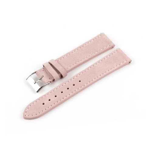 MILNBJK Jeniko Wildleder Leder Uhrenarmband 18mm 20mm 22mm Uhrenarmband Blau Grau Grün Armband Edelstahl Schnalle Damen Herren Uhrenzubehör (Color : Pink, Size : 22mm) von MILNBJK