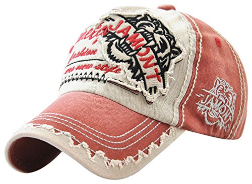 MINAKOLIFE Herren Vintage Distressed Washed Baumwolle verstellbare Baseballmütze Papa Hut (rot) von MINAKOLIFE