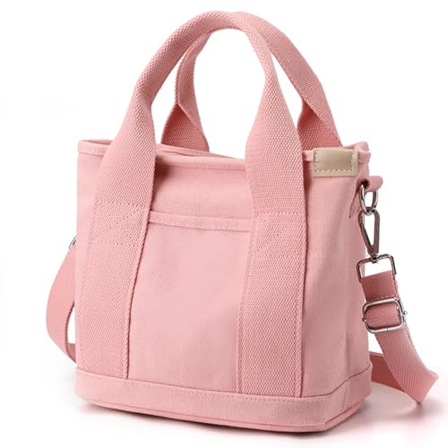 MINGRI Canvas Tote Bag Frauen Kleine Große Tote Taschen mit Taschen, Canvas Crossbody Umhängetasche mit Reißverschluss Satchel Hobo Bag, A1-pink, Large MINGRI Canvas Tote Bag Frauen Kleine Große Tote Taschen mit Taschen, Canvas Crossbody Umhängetasche mit Reißverschluss Satchel Hobo Bag, A1-pink, Large von MINGRI