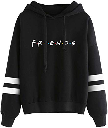 MINIDORA Friends Print Kapuzenpullover für Männer Trendy Long Sleeves Trendy Pullover Geschenk für Freunde M,Schwarz von MINIDORA