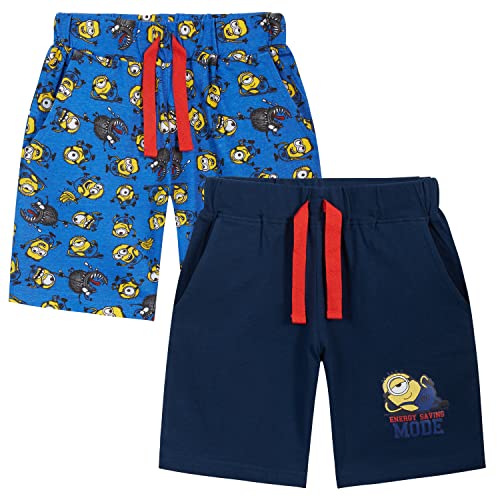 MINIONS Shorts Jungen Pyjama Hose, Kurze Hosen Jungen 2er Pack (3-4 Jahre, Dunkelblau) von MINIONS