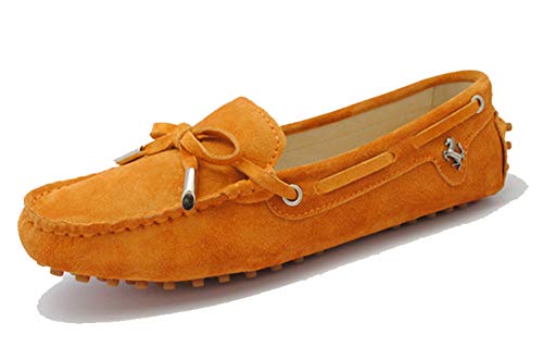 MINITOO Damen Knoten Slip-on Orange Wildleder Freizeit Slipper Mokassins EU 38 von MINITOO