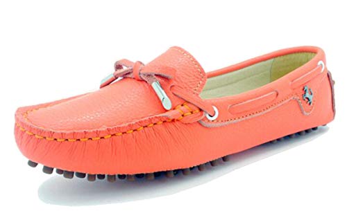 MINITOO Damen Slip-on Leder Slipper Mokassins Lassige Schuhe Orange EU 37 von MINITOO