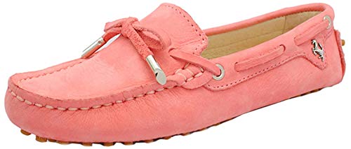 MINITOO Damen Slip-on Leder Slipper Mokassins Lassige Schuhe Pink EU 37 von MINITOO