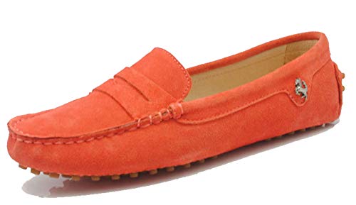 MINITOO Slipper & Mokassins fur Damen Orange Rot Wildleder Flache Schuhe YB9603 EU 37 von MINITOO