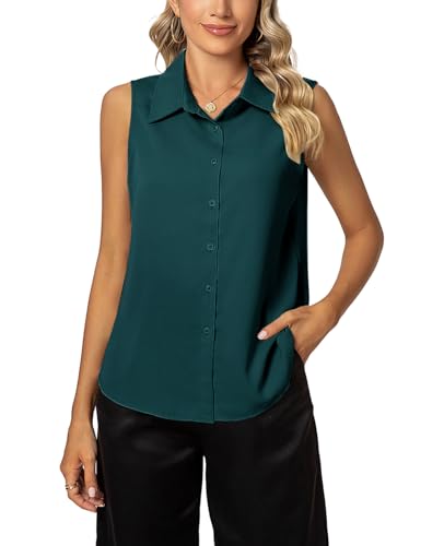 MINTLIMIT Damen Ärmellos Bluse Knöpfen Hemd Basic V-Ausschnitt Tops Casual Sommer Shirts MINTLIMIT Damen Ärmellos Bluse Knöpfen Hemd Basic V-Ausschnitt Tops Casual Sommer Shirts von MINTLIMIT