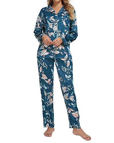 MINTLIMIT Damen Schlafanzug Lang Zweiteiliger Baumwolle Hausanzug Tops & Hosen Nachtwäsche Soft Sleepwear Pyjama Set Winter kuschelanzug von MINTLIMIT