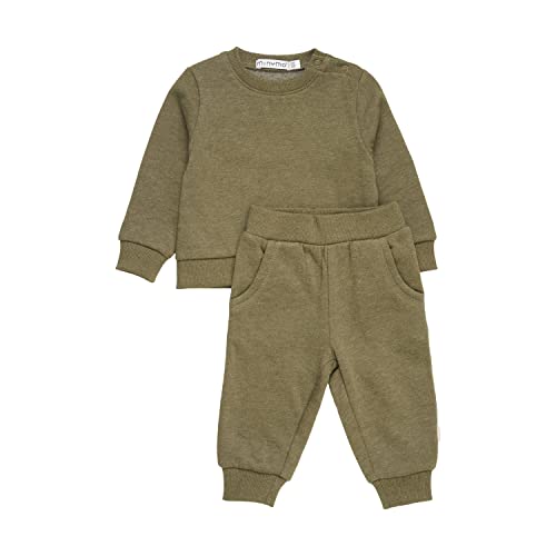 MINYMO Unisex Baby Sweat Set (2-pcs) Shirt, Dark Olive, 80 von MINYMO