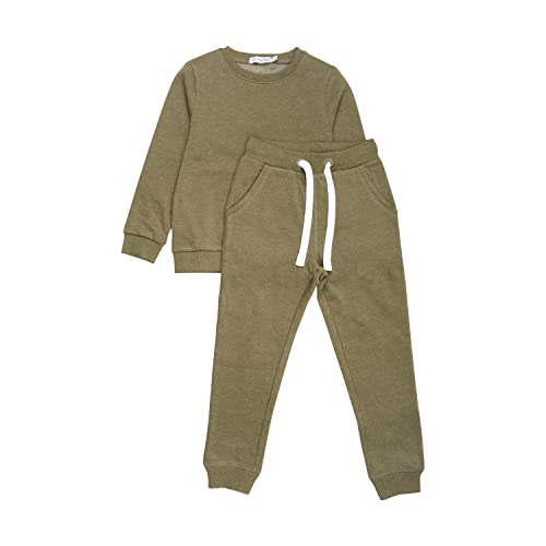 MINYMO Unisex Kids Sweat Set (2-pcs) Shirt, Dark Olive, 116 von MINYMO