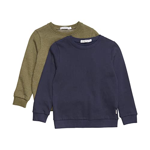 MINYMO Unisex Kids Sweatshirt Boys (2-Pack) Shirt, Dark Olive, 104 von MINYMO