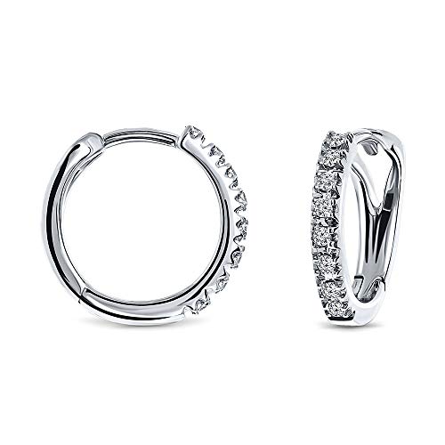 Miore Ohrringe Damen 0.10 Ct Diamant Creolen aus Weißgold 18 Karat / 750 Gold, Ohrschmuck mit 16 Diamant Brillianten Ø 12 mm von MIORE