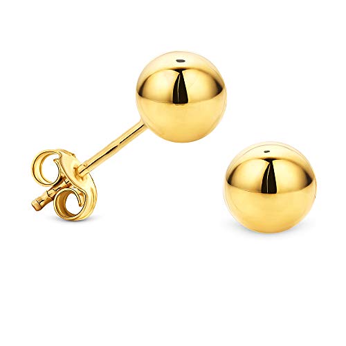 Miore Schmuck Damen Ohrstecker Kugel Ohrringe Ø 6 mm aus Gelbgold 9 Karat 375 Gold von MIORE