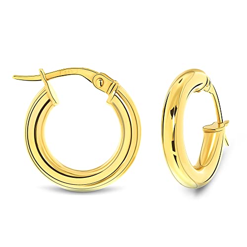 Miore Ohrringe Damen klassische runde glänzende Creolen aus Gelbgold 14 Karat / 585 Gold, Ohrschmuck von MIORE