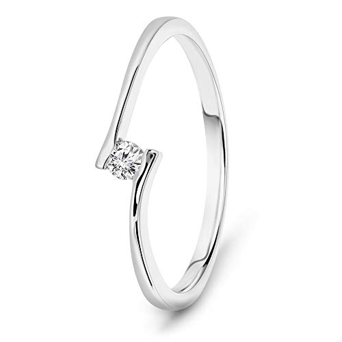 Miore Ring Damen 0.05 Ct Solitär Diamant Verlobungsring aus Weißgold 14 Karat / 585 Gold, Schmuck von MIORE