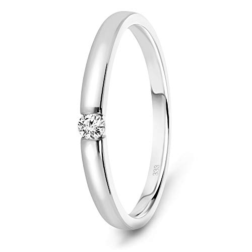 MIORE Ring Damen 0.05 Ct Solitär Diamant Verlobungsring aus Weißgold 8 Karat / 333 Gold, Schmuck von MIORE