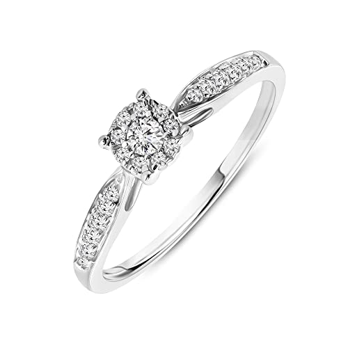 Miore Ring Damen 0.20 Ct Diamant Verlobungsring aus Weißgold 9 Karat / 375 Gold, Schmuck mit Diamanten Brillanten von MIORE