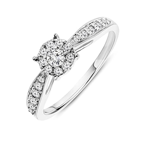 Miore Ring Damen 0.30 Ct Diamant Verlobungsring aus Weißgold 9 Karat / 375 Gold, Schmuck mit Diamanten Brillanten von MIORE