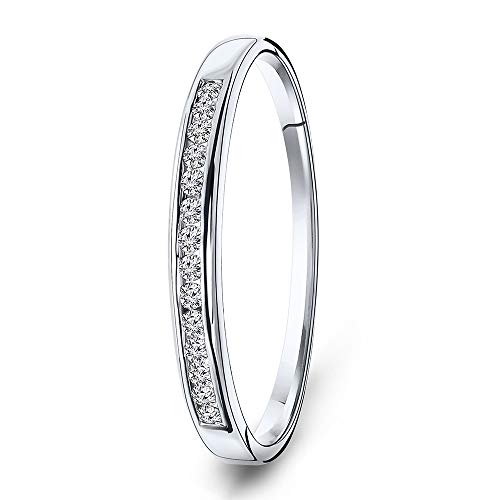 Miore Diamant Ring für Damen Ewigkeitsring aus 18 Karat/ 750 Weißgold mit Diamanten Brillanten 0.10 Ct, Schmuck (56 (17.8)) von MIORE