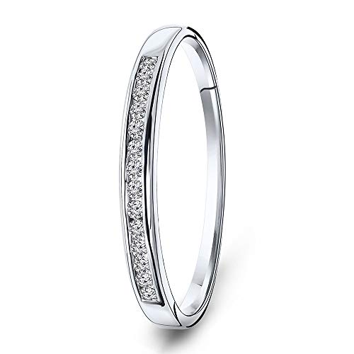 Miore Diamant Ring für Damen Ewigkeitsring aus 18 Karat/ 750 Weißgold mit Diamanten Brillanten 0.10 Ct, Schmuck (54 (17.2)) von MIORE