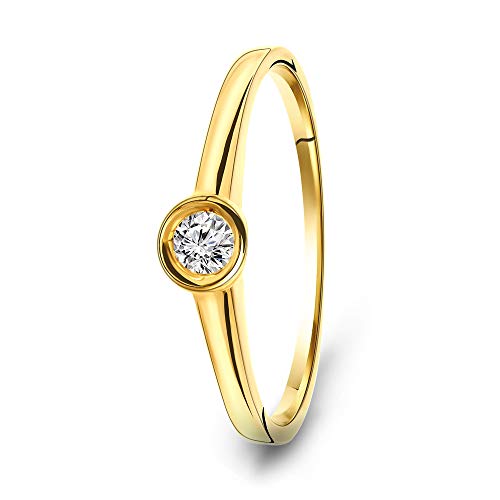 MIORE Ring Damen Solitär Diamant Verlobungsring Gelbgold 9 Karat / 375 Gold Diamant Brillant 0.10 Ct, Schmuck von MIORE