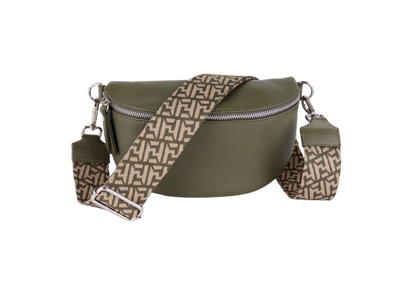 MIRROSI Bauchtasche Damen, Echtleder, Leder, Made in Italy, Umhängetasche, Brusttasche, (Schultertasche für jeden Anlass (1 Tasche & 2 Gurte), 3 Größen auswählbar), Crossbody Bag, Netzmuster, gemusterten& verstellbaren Schulterriemen von MIRROSI