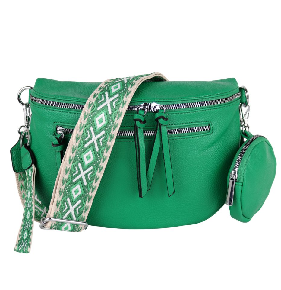 MIRROSI Bauchtasche Damen Taschen, Umhängetasche, Brusttasche, 30x20x9cm Veganes Leder (Schultertasche für jeden Anlass, (dazu 1x Schlüsselband und 1x Münzenbeutel), Crossbody Bag, Bohemian gemusterten& verstellbaren Schulterriemen von MIRROSI