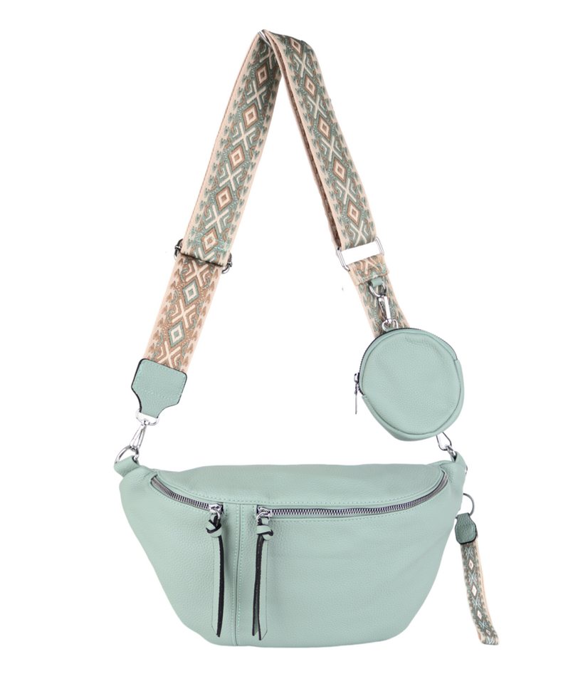 MIRROSI Bauchtasche Damen Taschen, Umhängetasche, Brusttasche, 35x19x11cm XL Veganes Leder (Schultertasche für jeden Anlass, (dazu 1x Schlüsselband und 1x Münzenbeutel), Crossbody Bag, Bohemian gemusterten & verstellbaren Schulterriemen von MIRROSI