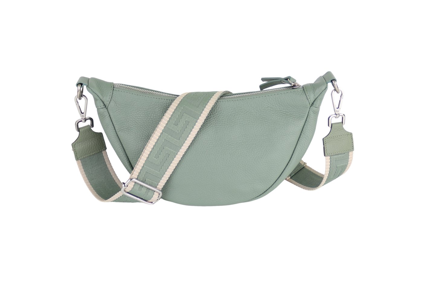 MIRROSI Schultertasche Damen Runde aus Echtleder, Made in Italy, Brusttasche,Umhängetasche (Tasche,Bauchtasche für jeden Anlass (1 Tasche & 2 Gurte), 33x17x10cm (BXHXT), Crossbody Bag, gemusterten& verstellbaren Schulterriemen von MIRROSI