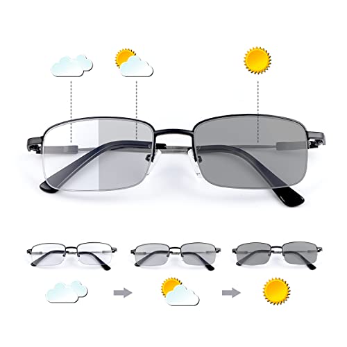 MIRYEA Photochromic Progressive Multifocus Lesesonnenbrillen UV400-Schutz Multifokal Trifokal Übergangs-Anti-UV-Brillen für Frauen und Männer Lesebrillen mit Blaulichtschutz für Computer Brillen von MIRYEA