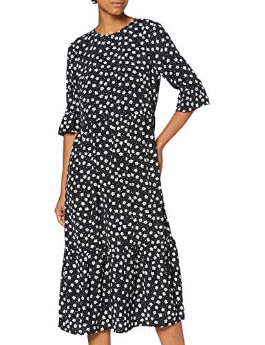 MISS SELFRIDGE Damen Black Floral Midi Smock Dress Lässiges Kleid, Schwarz, 8 von MISS SELFRIDGE