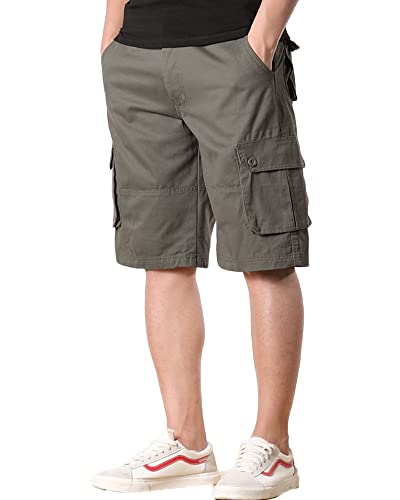 MISSMAO Kurze Hose Bermuda Cargoshorts für Männer Sommer Freizeithose mit 6 Taschen Sportshorts Outdoor Arbeitshose Armee grün 44 von MISSMAO