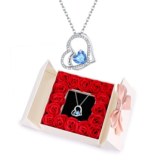 MISUMOR Halskette Damen Silber 925 Rosegold Herzkette Herz Anhänger mit Geburtsstein Kette Schmuck Geschenke für Frauen, Freundin, Mama, Frau Geburtstag Muttertags Weihnachten Valentinstag von MISUMOR