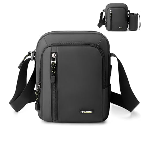 MISWAN Wasserdichte Umhängetasche Herren, 20×8×25cm Schultertasche Herren, Handtaschen für Männer, Kuriertasche aus Nylon, Messenger Bag zum Einkaufen,Verabreden, Reisen oder zur Schule (Grau) von MISWAN