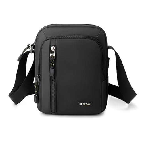 MISWAN Wasserdichte Umhängetasche Herren, 20×8×25cm Schultertasche Herren, Handtaschen für Männer, Kuriertasche aus Nylon, Messenger Bag zum Einkaufen,Verabreden, Reisen oder zur Schule (Schwarz) von MISWAN