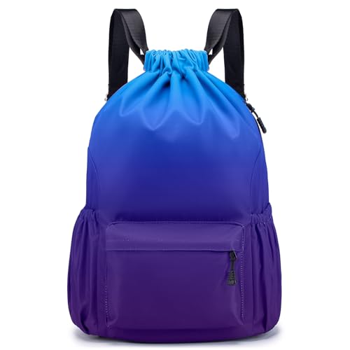 MISWAN Wasserfest Sportbeutel, Rucksack Damen Sport, Kordelzug Turnbeutel, Sportsack mit Kordelzug, Tasche Schwimmen Kinder Gym Bag(Königsblau) von MISWAN