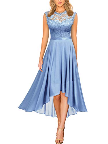 MIUSOL Damen Formal Retro Spitzen Blumen Abendkleider Brautjungfer Party Kleid（Hellblau，Gr.L） von MIUSOL