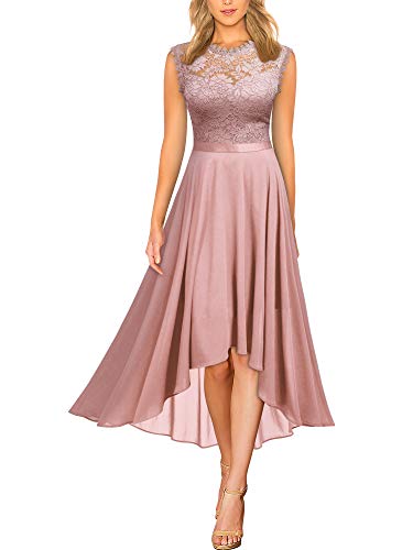 MIUSOL Damen Formal Retro Spitzen Blumen Abendkleider Brautjungfer Party Kleid（Rosa，Gr.M） von MIUSOL