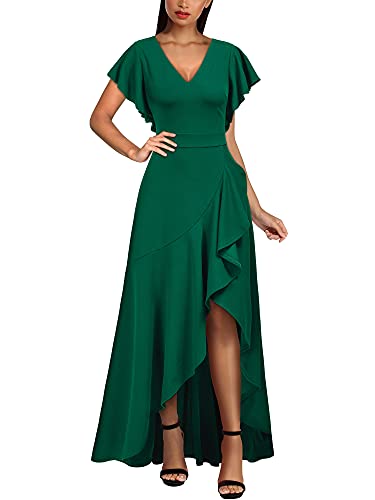 MIUSOL Damen V-Ausschnitt Langes Split Kleid Cocktail Party Abendkleid Grün Gr.S von MIUSOL