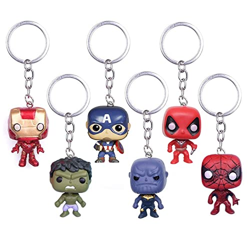 6Pcs Marvel Fans Schlüsselbund Superhelden The Avengers Schlüsselring Thanos Anhänger Schlusselanhanger Iron Man Spiderman Schlusselhalter von MIZT