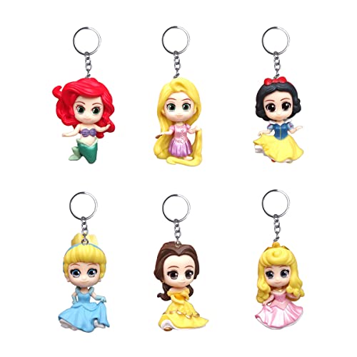 Princesse Disney Schlüsselanhänger 6 Stck, Meerjungfrau Schlüsselbund, Schneewittchen Schlüsselkette, Aschenputtel Keychain, Prinzessin Belle, Dornröschen, Rapunzel, Als Geschenk für Mädchen geeignet von MIZT