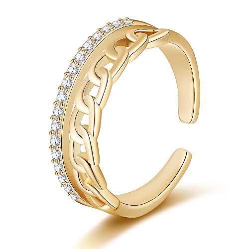 MJARTORIA Offener Ringe Frauen Verstellbare, Kreuz Liebesknoten Eheringe Verlobungsring Hochzeitsring, Zehenring für Damen Finger SchmuckGeschenk (Gold Strass) von MJARTORIA